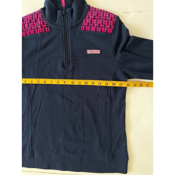 Vineyard Vines 3/4 Zip Shepard Pullover Women XS Blue Pink Corduroy Aztec Print - Picture 4 of 9